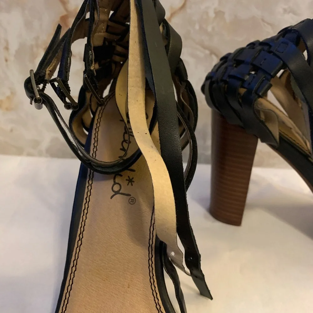 Splendid Jena 7.5 leather weave ankle strap heel